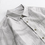 Buddha Stones Spring Summer Casual Minimalist Button-Up Solid Grey Ink Wash Men's Shirts With Patch Pocket
