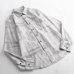 Buddha Stones Spring Summer Casual Minimalist Button-Up Solid Grey Ink Wash Men's Shirts With Patch Pocket