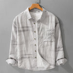 Buddha Stones Spring Summer Casual Minimalist Button-Up Solid Grey Ink Wash Men's Shirts With Patch Pocket