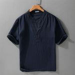 Buddha Stones Summer Casual V-Neck Solid Men's Short Sleeve T-Shirts