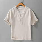 Buddha Stones Summer Casual V-Neck Solid Men's Short Sleeve T-Shirts