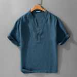 Buddha Stones Summer Casual V-Neck Solid Men's Short Sleeve T-Shirts