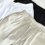 Buddha Stones Summer Casual Minimalist Drawstring Zipper Design Solid Linen Men's Shorts With Pockets