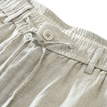 Buddha Stones Summer Casual Minimalist Drawstring Zipper Design Solid Linen Men's Shorts With Pockets