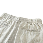 Buddha Stones Summer Casual Minimalist Drawstring Zipper Design Solid Linen Men's Shorts With Pockets