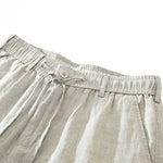 Buddha Stones Summer Casual Minimalist Drawstring Zipper Design Solid Linen Men's Shorts With Pockets