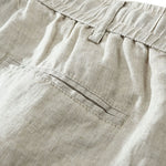Buddha Stones Summer Casual Minimalist Drawstring Zipper Design Solid Linen Men's Shorts With Pockets