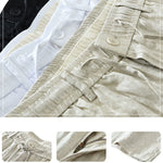 Buddha Stones Summer Casual Minimalist Drawstring Zipper Design Solid Linen Men's Shorts With Pockets