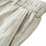Buddha Stones Summer Casual Minimalist Drawstring Zipper Design Solid Linen Men's Shorts With Pockets
