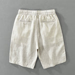 Buddha Stones Summer Casual Minimalist Drawstring Zipper Design Solid Linen Men's Shorts With Pockets