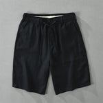 Buddha Stones Summer Casual Minimalist Drawstring Zipper Design Solid Linen Men's Shorts With Pockets