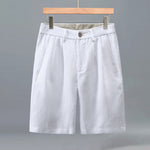 Buddha Stones Summer Casual Button Zipper Design Solid Front Pleats Men's Shorts With Pockets