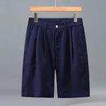 Buddha Stones Summer Casual Button Zipper Design Solid Front Pleats Men's Shorts With Pockets