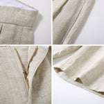 Buddha Stones Summer Casual Button Zipper Design Solid Front Pleats Men's Shorts With Pockets