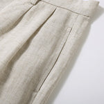 Buddha Stones Summer Casual Button Zipper Design Solid Front Pleats Men's Shorts With Pockets