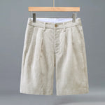 Buddha Stones Summer Casual Button Zipper Design Solid Front Pleats Men's Shorts With Pockets