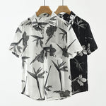 Buddha Stones Summer Casual Button-Up Floral Men's Shirts With Patch Pocket
