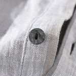 Buddha Stones Summer Vintage Mandarin Collar Button Up Striped Linen Men's Shirts With Patch Pocket