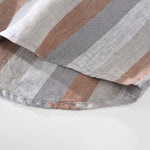 Buddha Stones Summer Vintage Mandarin Collar Button Up Striped Linen Men's Shirts With Patch Pocket