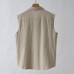 Buddha Stones Summer Casual Minimalist Button-Up Solid Men's Sleeveless Shirts