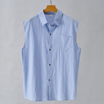 Buddha Stones Summer Casual Minimalist Button-Up Solid Men's Sleeveless Shirts