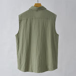 Buddha Stones Summer Casual Minimalist Button-Up Solid Men's Sleeveless Shirts