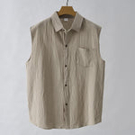 Buddha Stones Summer Casual Minimalist Button-Up Solid Men's Sleeveless Shirts