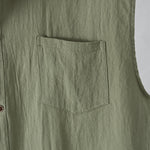 Buddha Stones Summer Casual Minimalist Button-Up Solid Men's Sleeveless Shirts