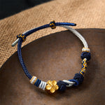 Buddha Stones Hand-Woven Multicolor Cord Chinese Knotting Peach Blossom Luck Couple Bracelet
