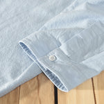 Buddha Stones Summer Casual Minimalist Button-Up Solid Cotton Linen Men's Short Sleeve Shirts With Pocket