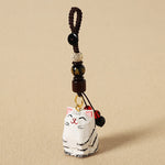 FREE Today: Peace and Calm Energy Hand Carved Wooden Cat Om Mani Padme Hum Keychains