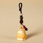 FREE Today: Peace and Calm Energy Hand Carved Wooden Cat Om Mani Padme Hum Keychains