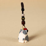 FREE Today: Peace and Calm Energy Hand Carved Wooden Cat Om Mani Padme Hum Keychains