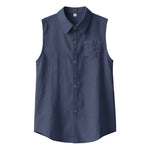 Buddha Stones Summer Casual Minimalist Button-Up Solid Men's Sleeveless Shirts