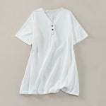 Buddha Stones Summer Casual Minimalist Button-Up Solid Women's Short Sleeve Dresses