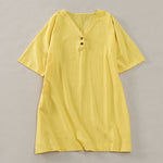 Buddha Stones Summer Casual Minimalist Button-Up Solid Women's Short Sleeve Dresses