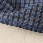 Buddha Stones Summer Casual Vintage Mandarin Collar Button-Up Plaid Women's Short Sleeve Shirts With Pocket
