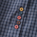 Buddha Stones Summer Casual Vintage Mandarin Collar Button-Up Plaid Women's Short Sleeve Shirts With Pocket