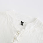 Buddha Stones Summer Tang Style Vintage Frog Button Crane Men's Short Sleeve Shirts
