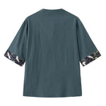 Buddha Stones Summer Tang Style Vintage Frog Button Crane Men's Short Sleeve Shirts