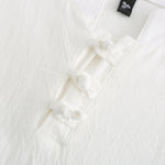 Buddha Stones Summer Tang Style Vintage Frog Button Crane Men's Short Sleeve Shirts