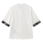 Buddha Stones Summer Tang Style Vintage Frog Button Crane Men's Short Sleeve Shirts