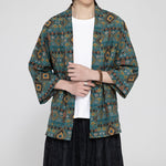 Buddha Stones Spring Summer Boho Casual Patch Pocket Geometric Men's Kimonos