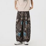 Buddha Stones Spring Summer Boho Casual Drawstring Abstract Long Pants Men's Harem Pants With Pocket