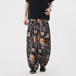 Buddha Stones Spring Summer Boho Casual Drawstring Abstract Long Pants Men's Harem Pants With Pocket