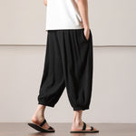 Buddha Stones Summer Casual Minimalist Drawstring Solid Capri Pants Men's Harem Pants With Pocket
