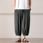 Buddha Stones Summer Casual Minimalist Drawstring Solid Capri Pants Men's Harem Pants With Pocket