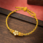 Buddha Stones Yellow Braided Rope Flower Rootedness Bracelet