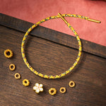 Buddha Stones Yellow Braided Rope Flower Rootedness Bracelet