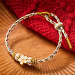 Buddha Stones White Braided Rope Flower knowledge Bracelet